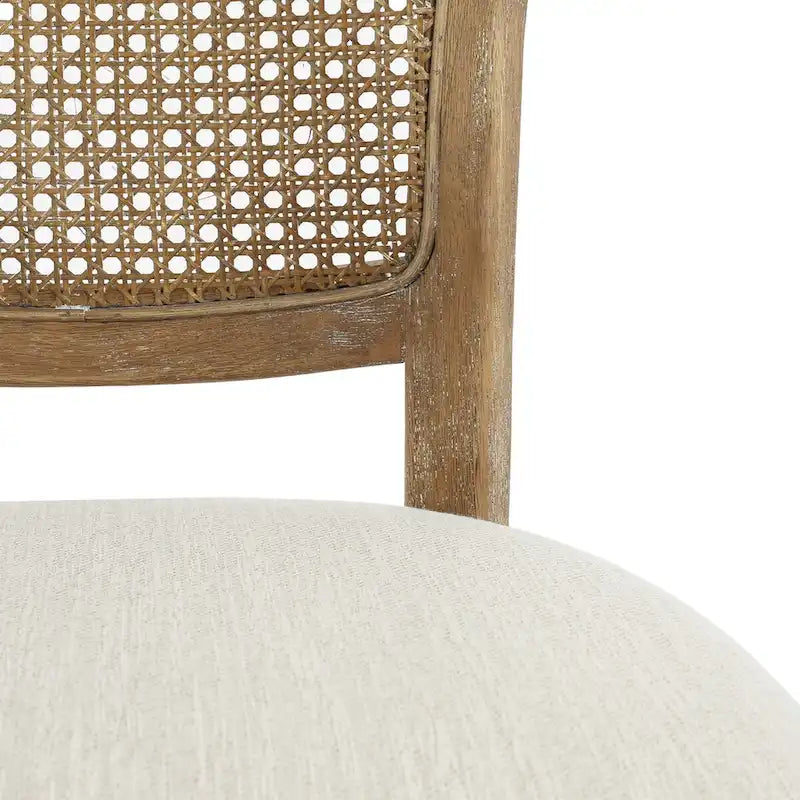 Chaises de salle à manger Reno Farmhouse en bois d'hévéa avec dossier en rotin (lot de 2)