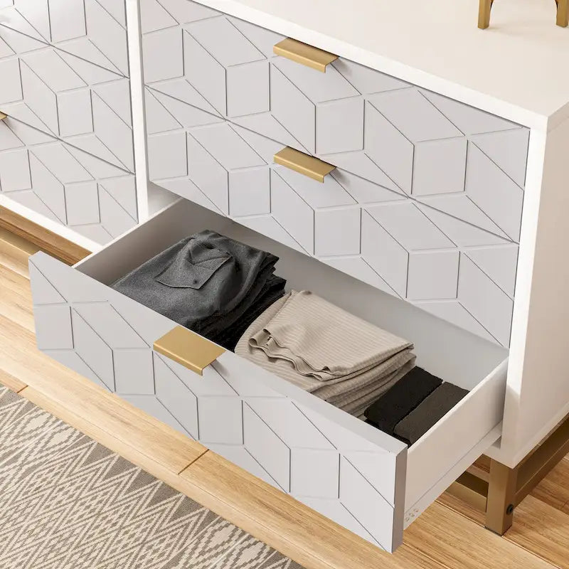 Commode à 6 tiroirs pour chambre à coucher, commode en bois