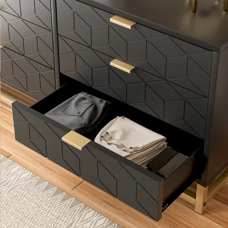 Commode à 6 tiroirs pour chambre à coucher, commode en bois