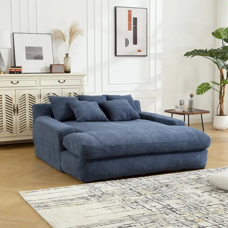 Canapé-lit paresseux 2 places en chenille avec 5 coussins de dossier