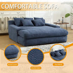 Canapé-lit paresseux 2 places en chenille avec 5 coussins de dossier