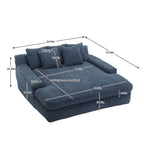 Canapé-lit paresseux 2 places en chenille avec 5 coussins de dossier