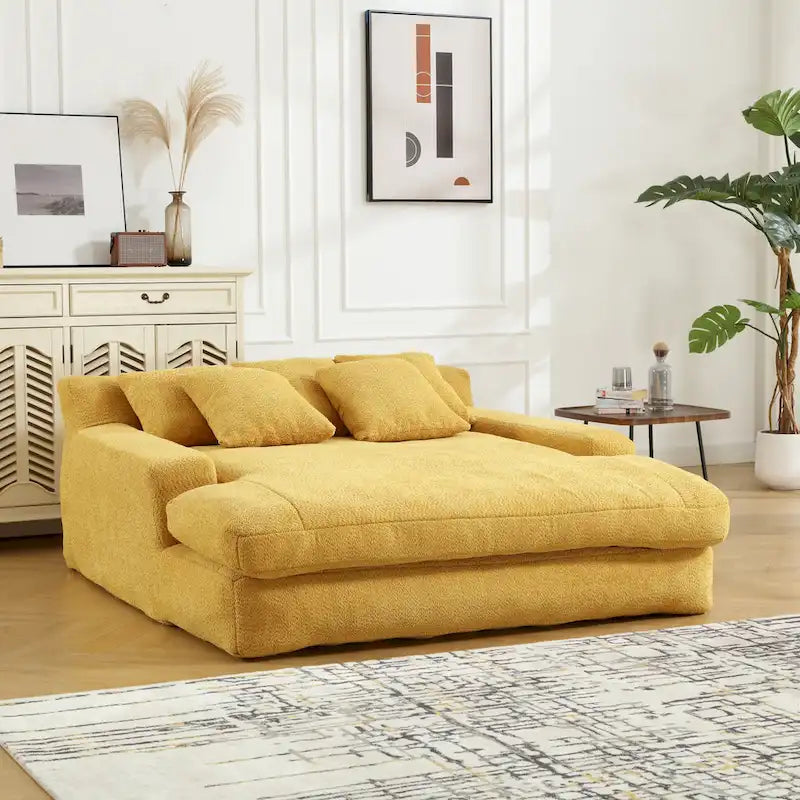 Canapé-lit paresseux 2 places en chenille avec 5 coussins de dossier