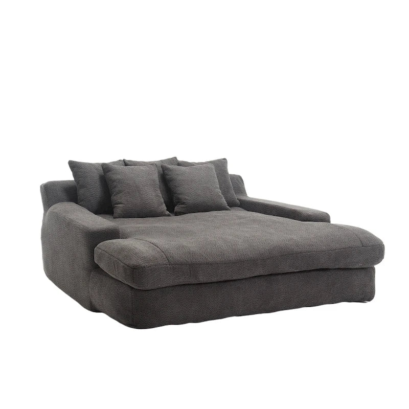 Canapé-lit paresseux 2 places en chenille avec 5 coussins de dossier