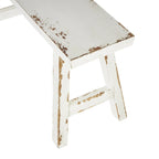 Banc en bois mince vieilli avec petit banc blanc - Lot de 2 marrons
