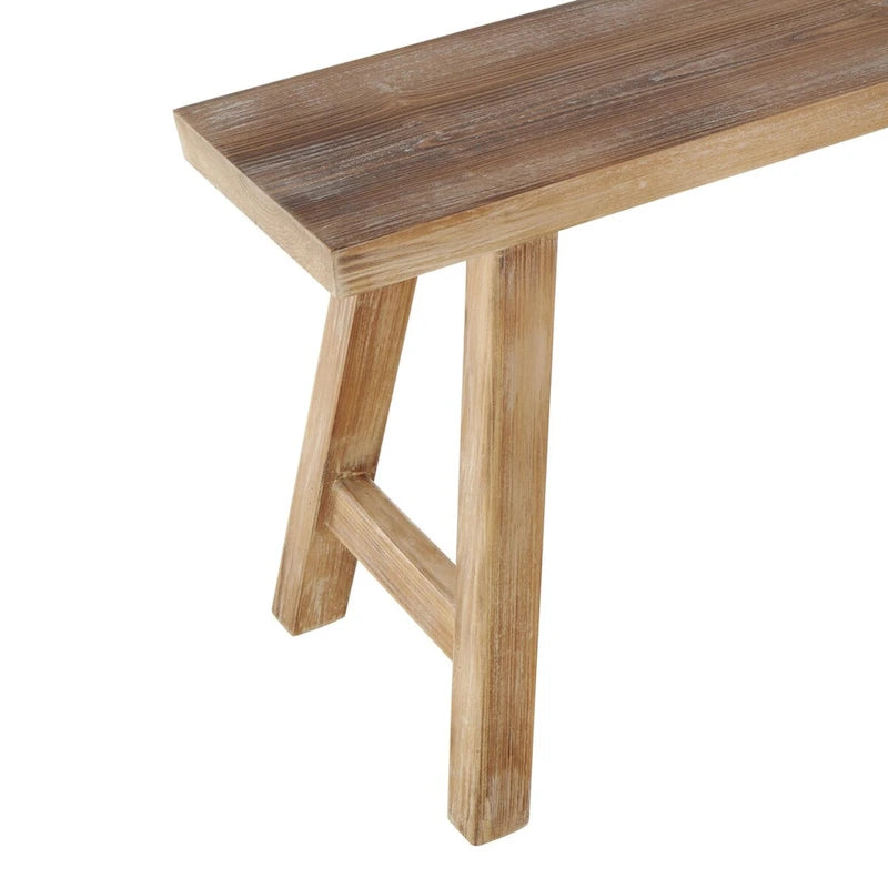 Banc en bois mince vieilli avec petit banc blanc - Lot de 2 marrons
